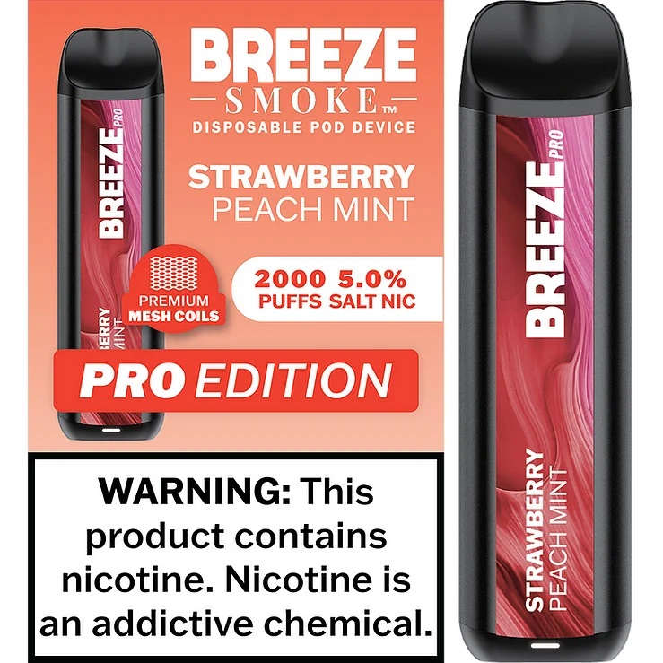 Breeze Pro 6ml 2000 使い捨てデバイス - ストロベリーピーチミント