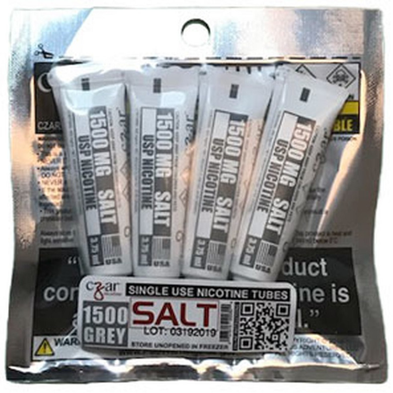 Flavorless SALT Nicotine Liquid,  Czar Nicotine Tube - Grey SALT 1500mg, Pack of 20 tubes (3.75ml/tube)